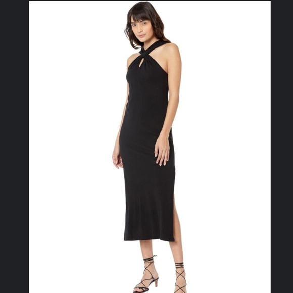 Anthropologie Sundry Black Keyhole Midi Dress - Picture 1 of 7